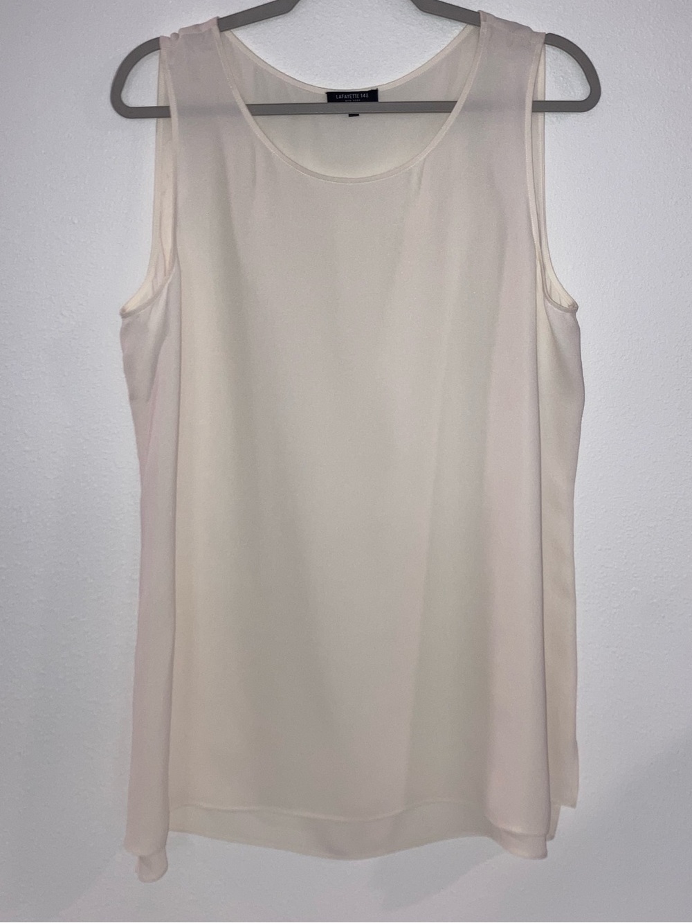 Lafayette 148 Ivory Cream 100% Silk Sleeveless Long Blouse XL